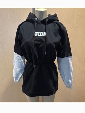 GCDS Black and White Hooded Mini Dress size small